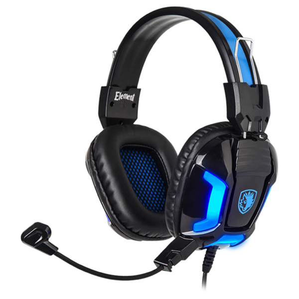 Sades Gaming Headset Element SA-702-BL Blue LED 3.5mm
