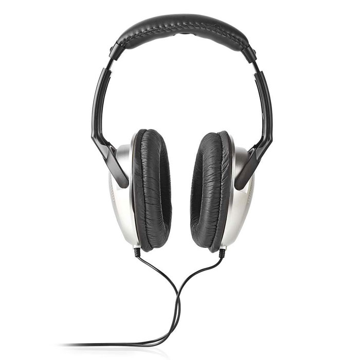 Ακουστικά με 6m Καλώδιο & Έλεγχο Έντασης Nedis HPWD1201BK Ασημί/Μαύρα