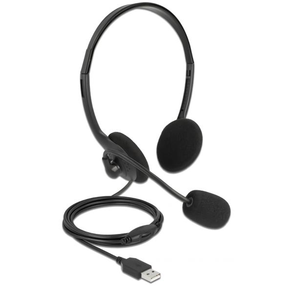 Delock Headphones Με Μικρόφωνο 27178, Stereo, Usb, Volume Control, Μαύρα