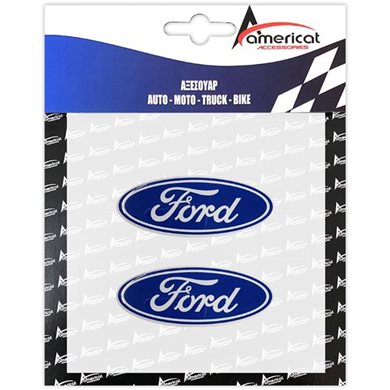 Americat Ford Αυτοκολλητο Σημα Καπω Και Πορτ Μπαγκαζ 8,7 Χ 3,3 Cm - 2 Τεμ. ΑΥΤ.15207