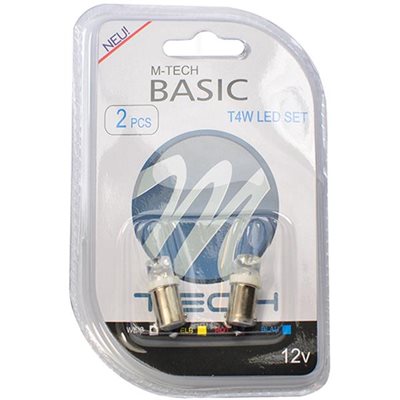 T4W 12V 0,29W Ba9S Μινιόν Led 1xFlux 8mm Λευκό 2τμχ M-Tech LB007W/MT