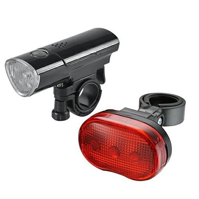 Σετ Φωτα Ποδηλατου Εμπροσθιο 5xLed 3 Λειτουργιες - Οπισθιο 3xLed 4 Λειτουργιες Μπαταριας 1τμχ Carcommerce 68426-CC