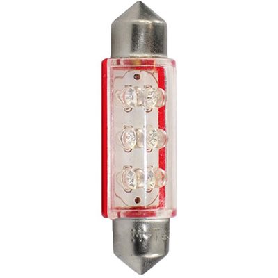 Λαμπάκια Πλαφονιέρας C5W/C10W 12V 0,66W Sv8,5 41mm Led 6xFlux 3mm Κόκκινο 2τμχ M-Tech LB046R/MT