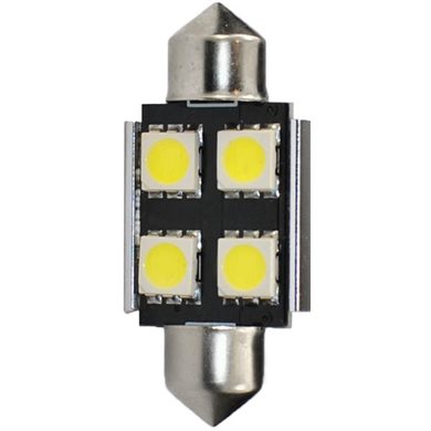 Λαμπάκι Πλαφονιέρας C5W/C10W 12V 0,96W Sv8,5 36mm Can-Bus+Radiator Led 4xSMD5050 Premium Λευκό 1τμχ M-Tech L328W/MT