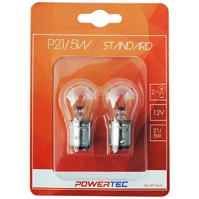 P21/5W 12V 21/5W Bay15D Διπολικό (Stop) Powertec Standard Αλογόνου 2τμχ M-Tech PTZ15-02B/MT