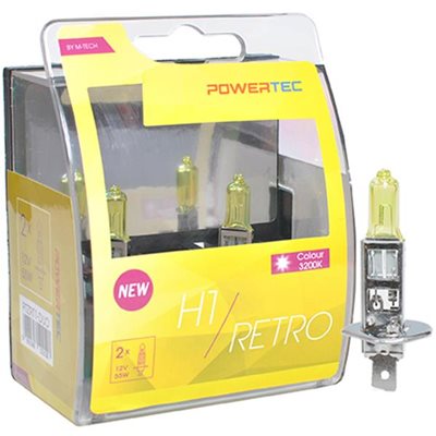 H1 12V 55W P14,5S Powertec Retro Κίτρινες Λάμπες 2τμχ M-Tech PTZRT1-DUO/MT