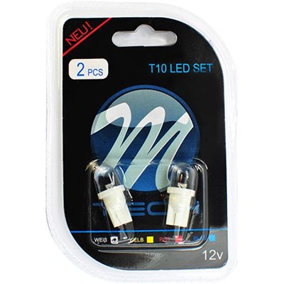 W5W 12V T10 W2.1x9.5D Led 1xFlux 8mm Λευκό Στρογγυλό Καρφωτό Ακάλυκο 2τμχ M-Tech LB010W/MT