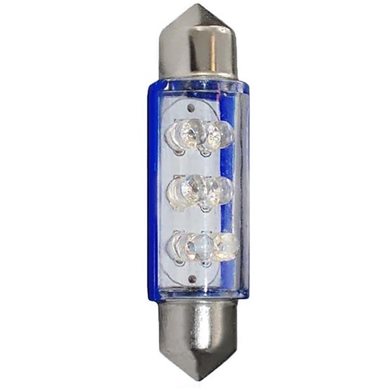 Λαμπάκι Πλαφονιέρας C5W/C10W 12V 0,66W Sv8,5 41mm Led 6xFlux 3mm Μπλε 1τμχ M-Tech L046B/MT