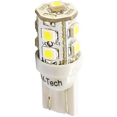 W5W 12V T10 W2.1x9.5D Led 9xSMD3528 Λευκό Καρφωτό Ακάλυκο 2τμχ M-Tech LB018W/MT