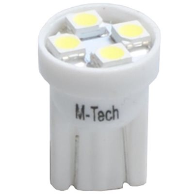 W5W 24V T10 W1,2X9,5D Led 4xSMD3528 Λευκό Διάθλαση Καρφωτό Ακάλυκο 1τμχ M-Tech L917W/MT