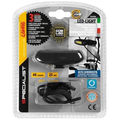 Φως Εμπρός Ποδηλάτου Cob Led Μαύρο 3 Χρήσεων με USB Lampa 9355.9-LB