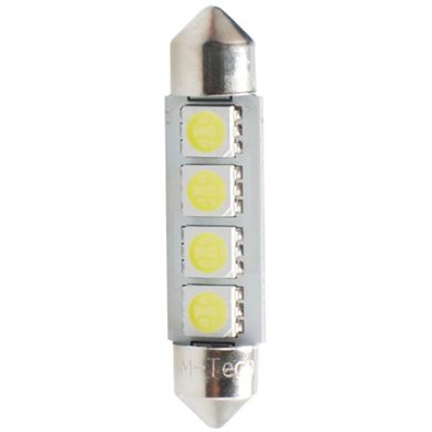 Λαμπάκι Πλαφονιέρας C5W/C10W 12V 0,96W Sv8,5 41mm Can-Bus Led 4xSMD5050 Premium Λευκό 1τμχ M-Tech L311W/MT