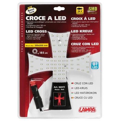 Lampa Σταυρος 24v Με 81 Led Κοκκινο Με Φις Αναπτηρα Και Καλωδιο 200cm 200x250mm L9697.3