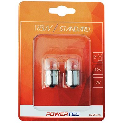 R5W 12V 5W Ba15S Φουντούκι Powertec Standard Αλογόνου 2τμχ M-Tech PTZ30-02B/MT