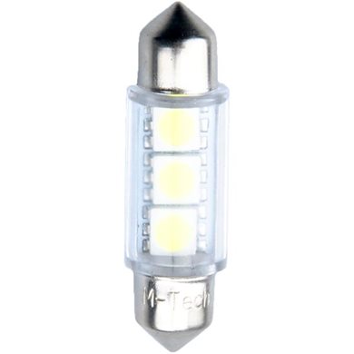 Λαμπάκι Πλαφονιέρας C5W/C10W 12V 0,72W Sv8,5 36mm Premium Led 3xSMD5050 Λευκό 1τμχ M-Tech L073W/MT