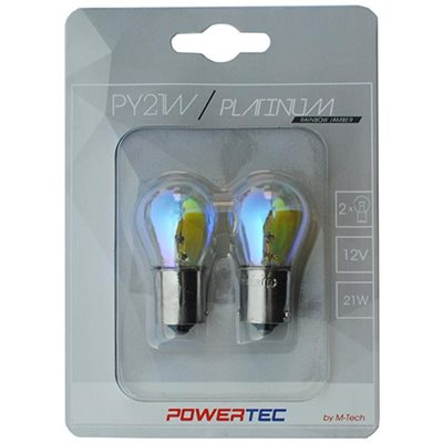 Py21W 12V 21W BAU15S Μονοπολικό Παράκεντρο (Φλασ) Rainbow Powerteck Platinium 2τμχ M-Tech PTZRB36-02B/MT