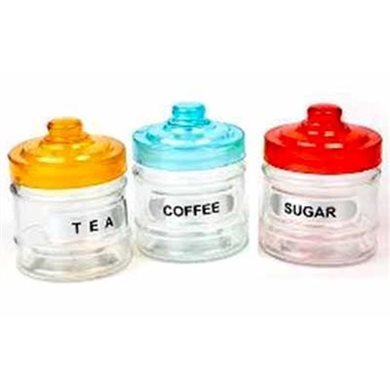 Βάζο Γυάλινο Σετ 3τμχ Coffee - Sugar - Tea 300ml Home&Style 735996501-24