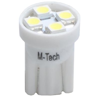 W5W 12V T10 W2.1x9.5D Led 4xSMD3528 Λευκό Καρφωτό Ακάλυκο 1τμχ M-Tech L017W/MT