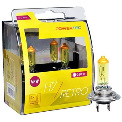 H7 12V 55W Px26D Powertec Retro Κίτρινες Λάμπες 2τμχ M-Tech PTZRT7-DUO/MT