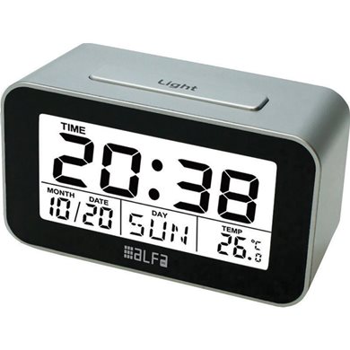 Ρολόι Επιτραπέζιο Ψηφιακό με Ένδειξη Θερμοκρασίας Silver-Μαύρο Alfaone 600112