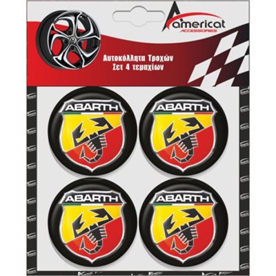 Αυτοκόλλητα Ζαντών ABARTH 6cm Μαύρα Σμάλτου Americat ΑΥΤ.Abarth 4τμχ