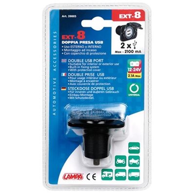 Lampa Ανταπτορας Αναπτηρα Με Καπακι Με 2 Usb 3900.5-LM