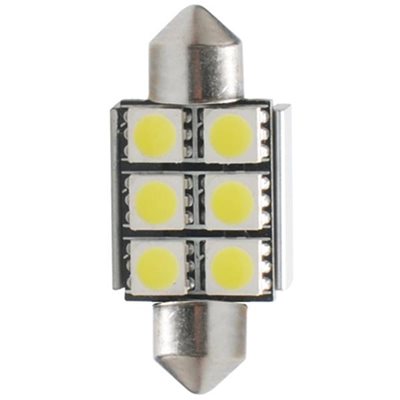 Λαμπάκι Πλαφονιέρας C5W/C10W 12V 1,44W Sv8,5 36mm Can-Bus+Radiator Led 6xSMD5050 Premium Λευκό 1τμχ M-Tech L306W/MT