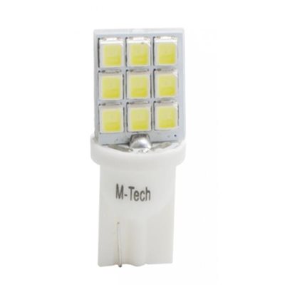 W5W 12V T10 W2.1x9.5D Led 9xSMD2835 Λευκό Καρφωτό Ακάλυκο 2τμχ M-Tech LB021W/MT