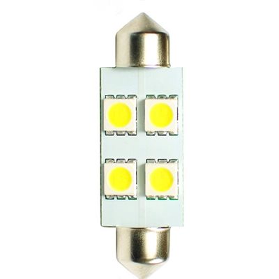 Λαμπάκια Πλαφονιέρας C5W/C10W 12V 1,36W Sv8,5 41mm Led 4xSMD5050 Λευκό 2τμχ M-Tech LB072W/MT