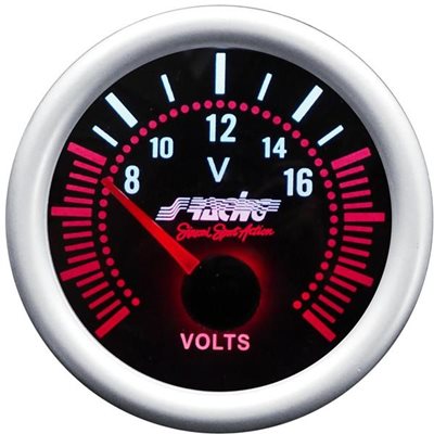 Βολτόμετρο 52mm 2" Μαύρο με Κόκκινο Φωτισμό Simoni Racing ΟΡΓ/VM/A